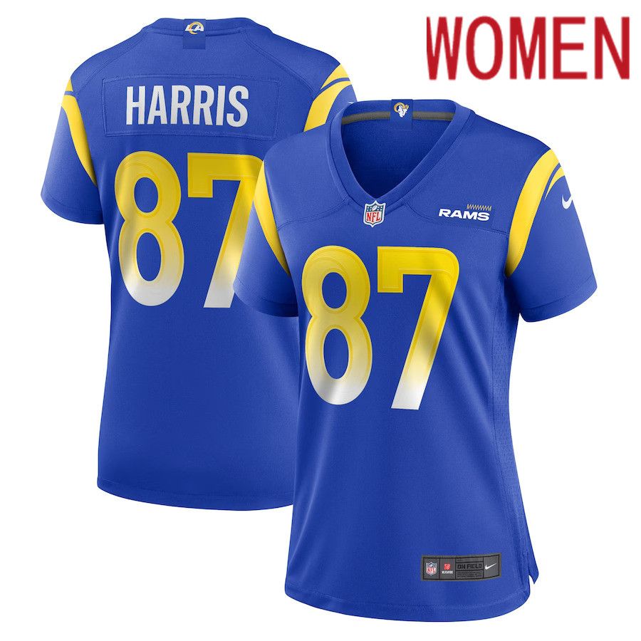 Women Los Angeles Rams 87 Jacob Harris Nike Royal Game Player NFL Jersey